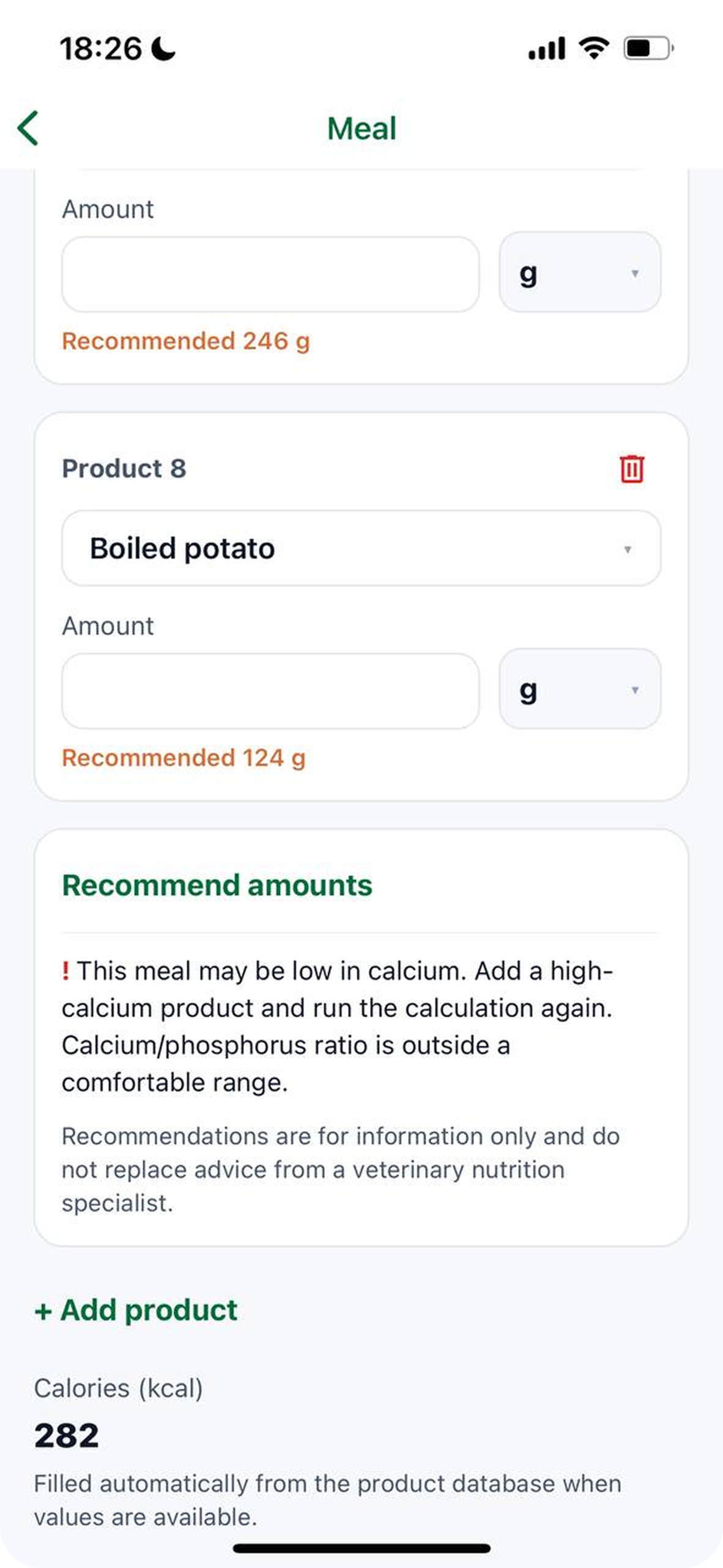 MyPetNutrition app screenshot